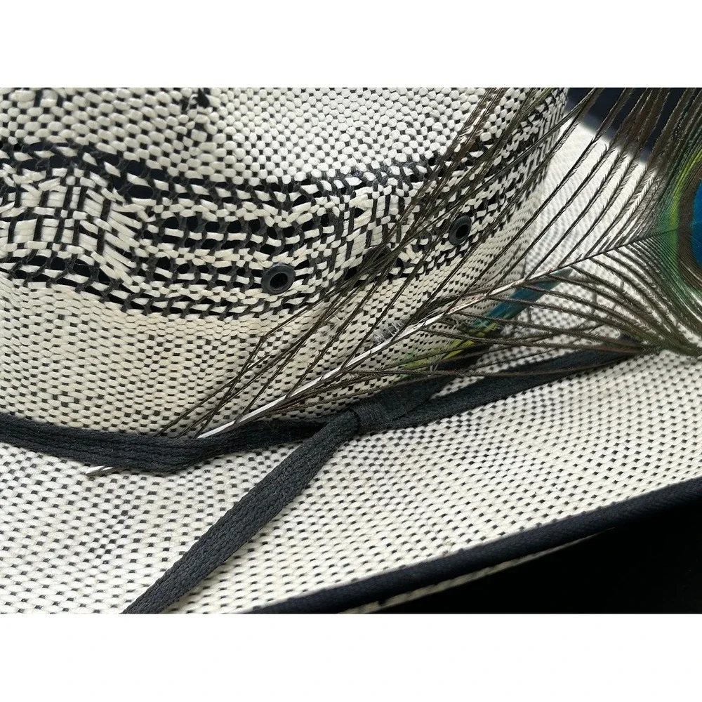 RDR‎ Hats Kids Straw Cowboy Hat with Peacock Feather Accent Western